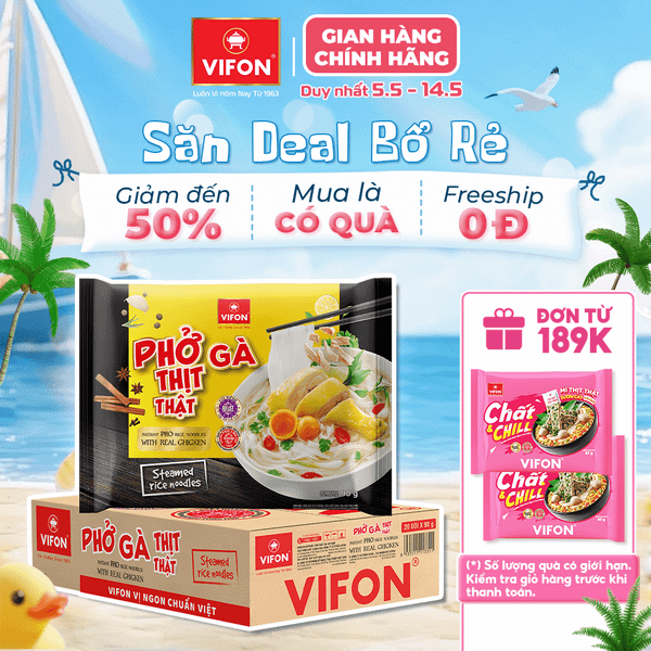 Phở gà thịt thật VIFON 90g – đậm đà chuẩn vị, tiện lợi