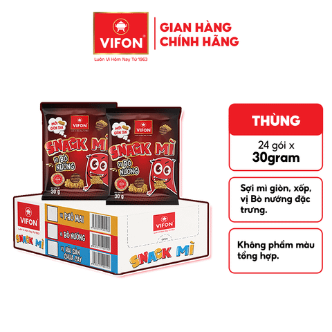 Mì ăn vặt bò nướng VIFON 30g – giòn ngon đậm vị, snack tiện lợi