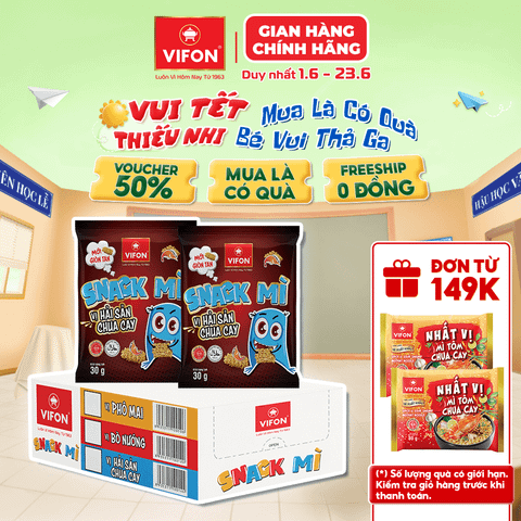 Mì ăn vặt hải sản VIFON 30g – giòn ngon đậm vị, snack tiện lợi