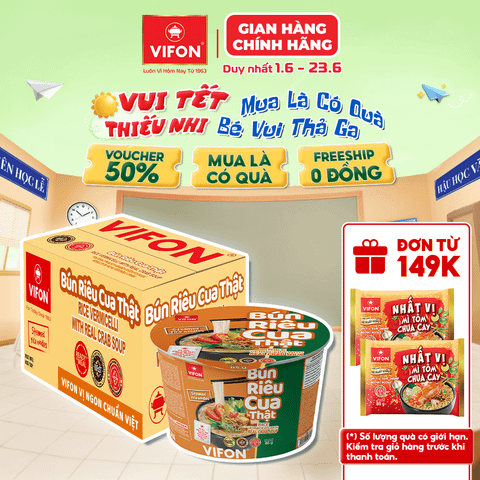 Bún riêu cua thật tô VIFON 85g – đậm đà hương vị, có riêu cua thật, tiện lợi đủ chất