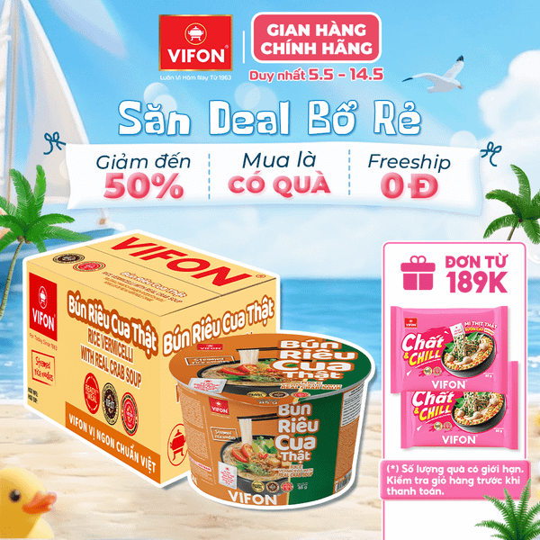 Bún riêu cua thật tô VIFON 85g – đậm đà hương vị, có riêu cua thật, tiện lợi đủ chất