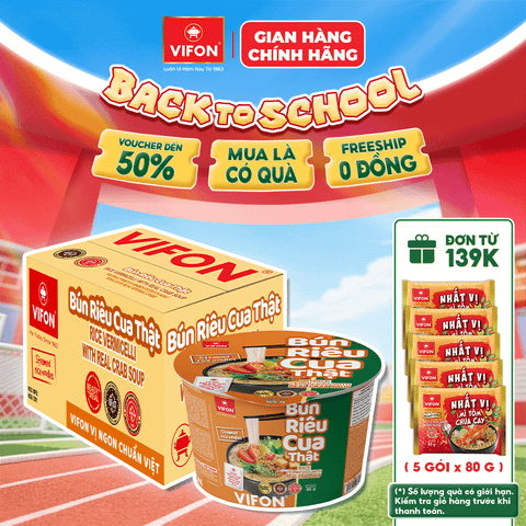 Thùng Bún riêu cua thật tô VIFON 85g – đậm đà hương vị, có riêu cua thật, tiện lợi đủ chất