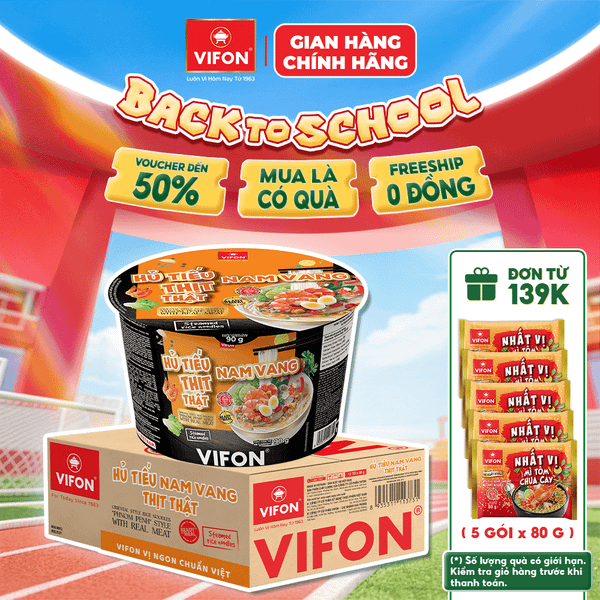 Thùng Hủ tiếu nam vang VIFON 90g tô – hủ tiếu ăn liền đậm đà, tiện lợi