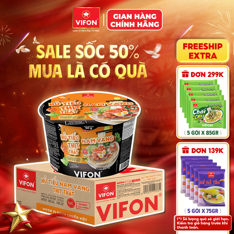 Thùng Hủ tiếu nam vang VIFON 90g tô – hủ tiếu ăn liền đậm đà, tiện lợi