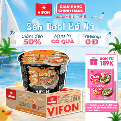 Hủ tiếu nam vang VIFON 90g tô – hủ tiếu ăn liền đậm đà, tiện lợi