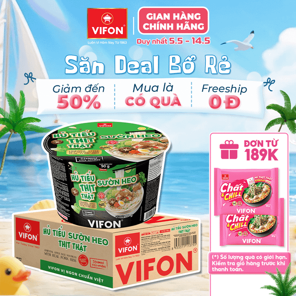 Hủ tiếu sườn heo VIFON 90g tô – hương vị đậm đà, chuẩn vị quen thuộc