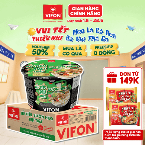 Hủ tiếu sườn heo VIFON 90g tô – hương vị đậm đà, chuẩn vị quen thuộc