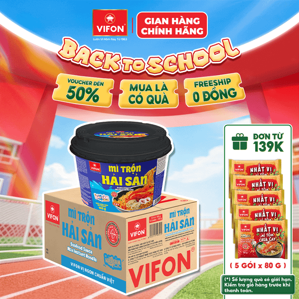 Thùng Tô mì trộn hải sản VIFON 105g – đậm đà hương vị, thơm ngon bắt vị