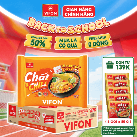 Thùng Mì thịt thật gà cay Chất & Chill VIFON 85g – Đậm vị, tiện lợi