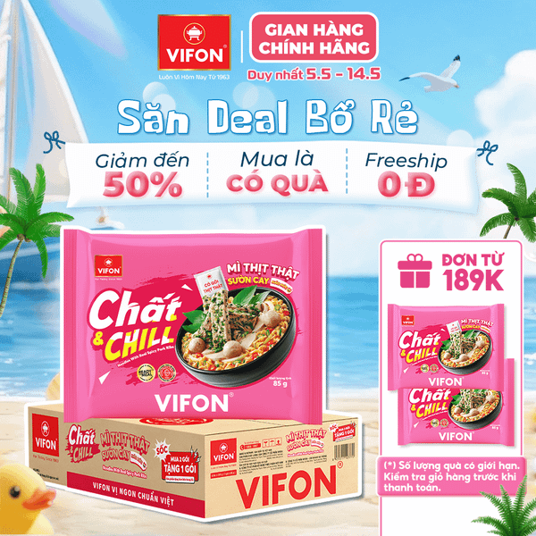 Mì thịt thật sườn cay Chất & Chill VIFON 85g – Đậm vị, tiện lợi