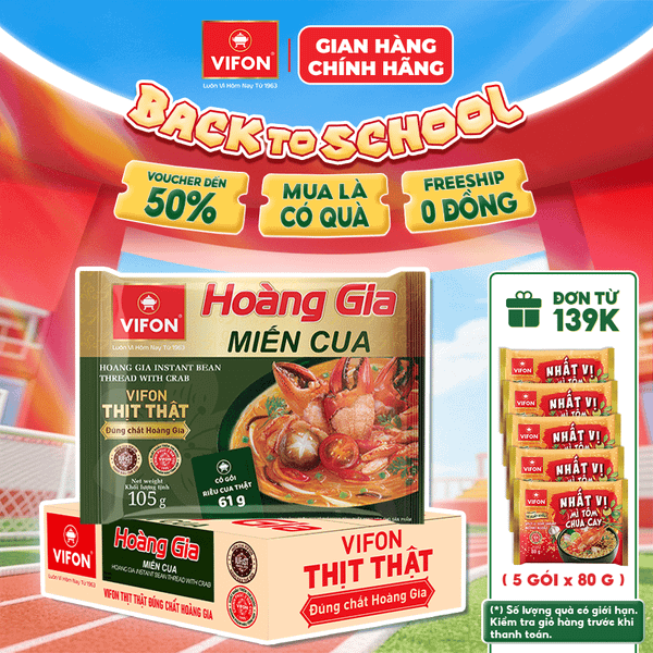 Thùng Hoàng gia miến cua VIFON 105g gói – miến cao cấp đậm vị cua, thơm ngon hấp dẫn