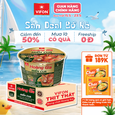 Tô hoàng gia miến cua VIFON 105g – miến cao cấp đậm vị cua, thơm ngon trọn vị