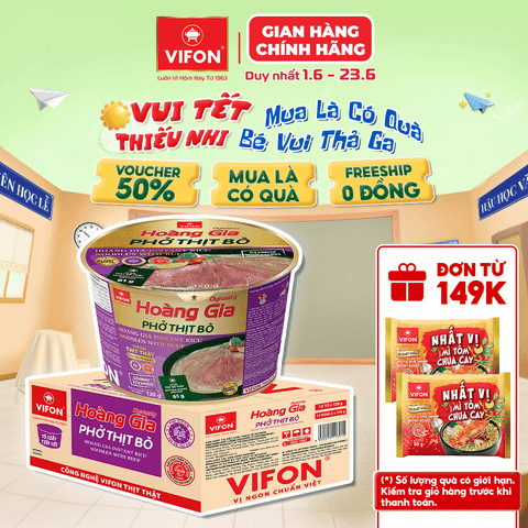 Tô hoàng gia phở thịt bò VIFON 120g – có thịt thật, tiện lợi đủ chất