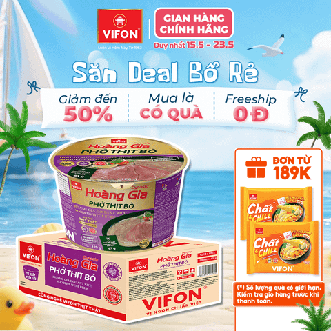 Tô hoàng gia phở thịt bò VIFON 120g – có thịt thật, tiện lợi đủ chất