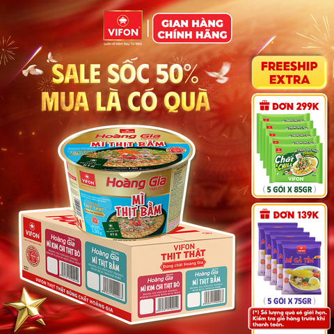 Thùng Tô Hoàng Gia Mì Thịt Bằm VIFON 130g – Có Thịt Thật, Cay Nhẹ Dễ Ăn