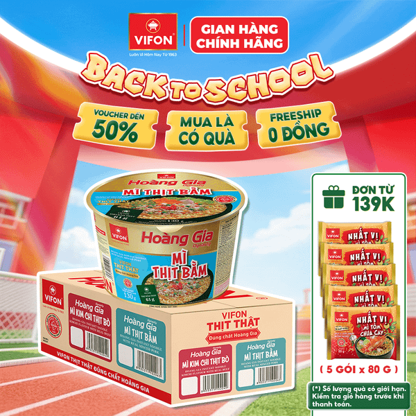 Thùng Tô Hoàng Gia Mì Thịt Bằm VIFON 130g – Có Thịt Thật, Cay Nhẹ Dễ Ăn