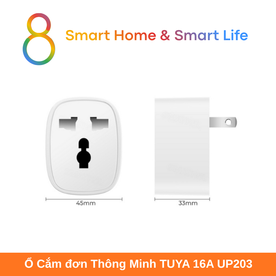  Ổ Cắm Đơn Thông Minh  Tuya Smart Life 16A UP203- 8Matter - SmartHome 