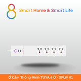  Ổ Cắm Thông Minh Wifi Tuya Smart Life 4 ổ 10A  kèm 1 USB A + 1 Type C  - 8Matter - SmartHome 