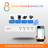  Ổ Cắm Thông Minh Wifi Tuya Smart Life 4 ổ 10A  kèm 1 USB A + 1 Type C  - 8Matter - SmartHome 