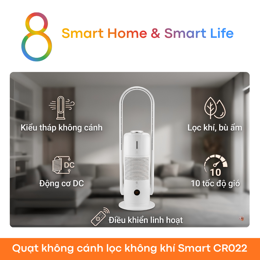  Quạt Thông Minh không cánh lọc không khí tạo ẩm TUYA SMART LIFE U ULTTY SKJ-CR022 - 8Matter Smart Home 