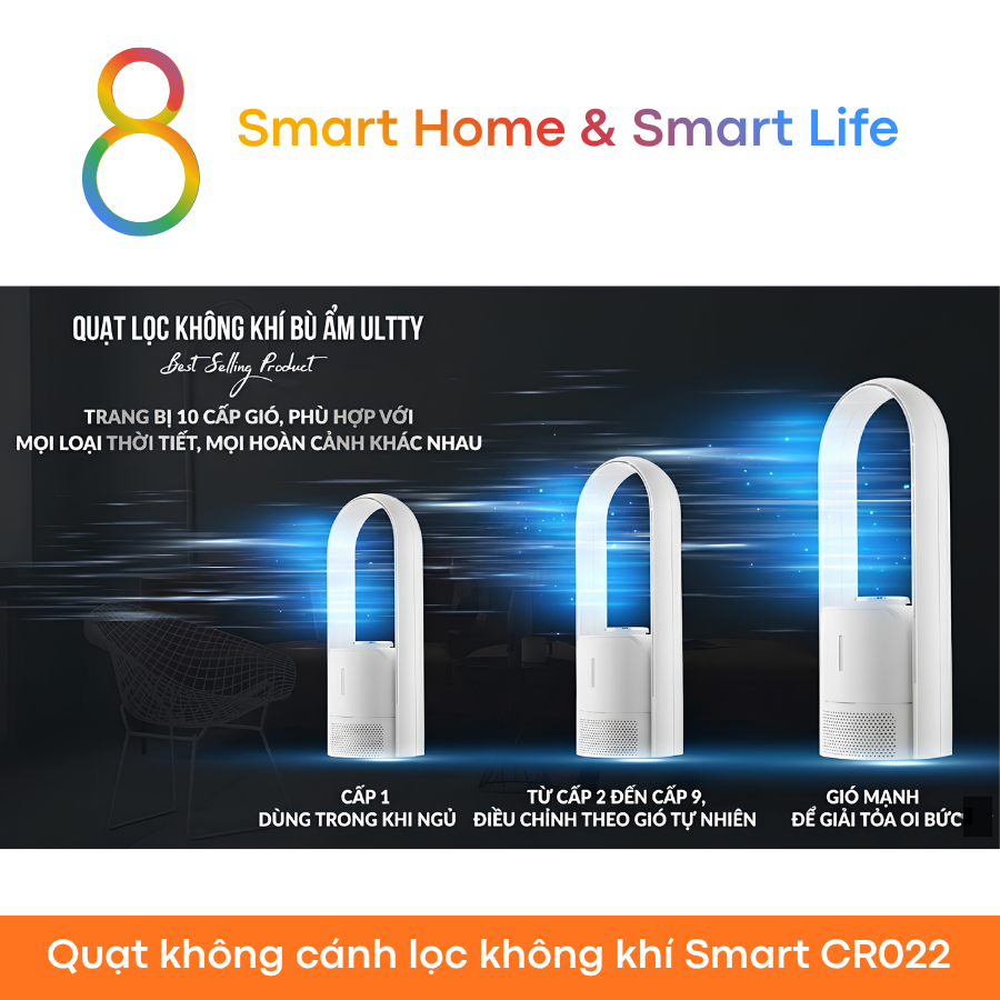  Quạt Thông Minh không cánh lọc không khí tạo ẩm TUYA SMART LIFE U ULTTY SKJ-CR022 - 8Matter Smart Home 