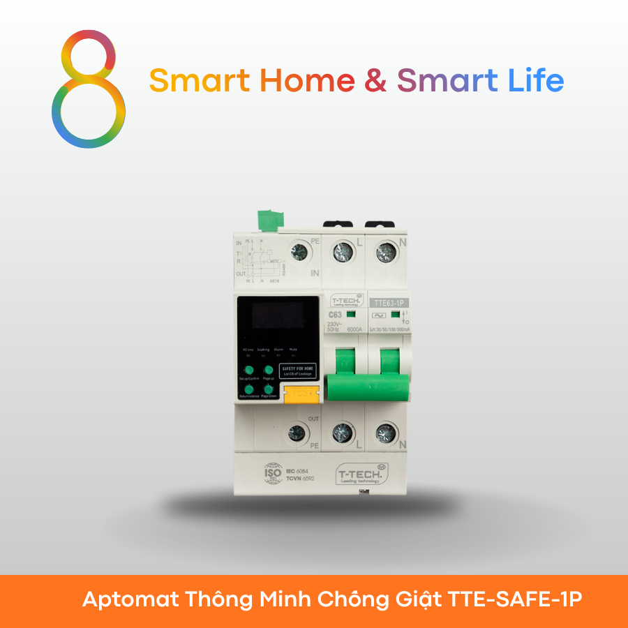  Aptomat Thông Minh 1 Pha TTE-SAFE TTE-1P 8Matter Smarthome 