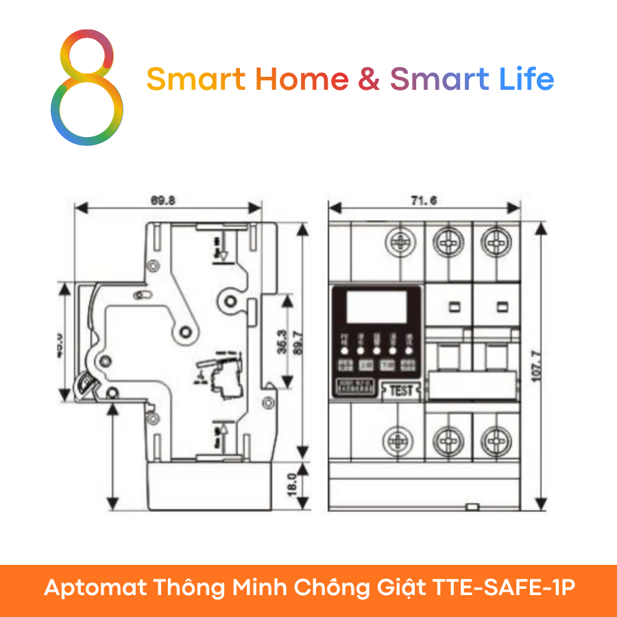  Aptomat Thông Minh 1 Pha TTE-SAFE TTE-1P 8Matter Smarthome 