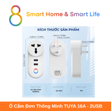  Ổ Cắm Đơn Thông Minh Tuya Smart Life 16A +2USB IN02- 8Matter - SmartHome 