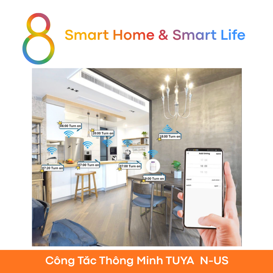  Công Tắc Thông Minh Wifi Tuya Smart Life - Nút Cảm Ứng - 8Matter - SmartHome 