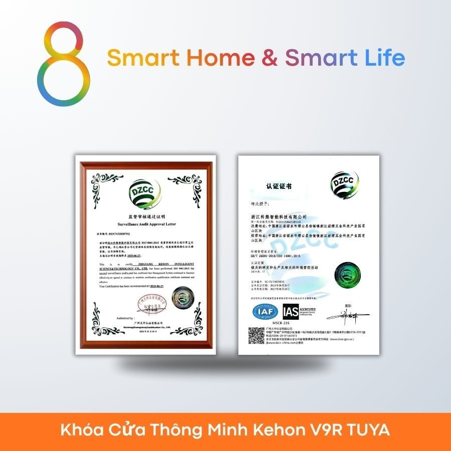  Khóa Cửa Thông Minh Kehon V9R TUYA - 8Matter - SmartHome 