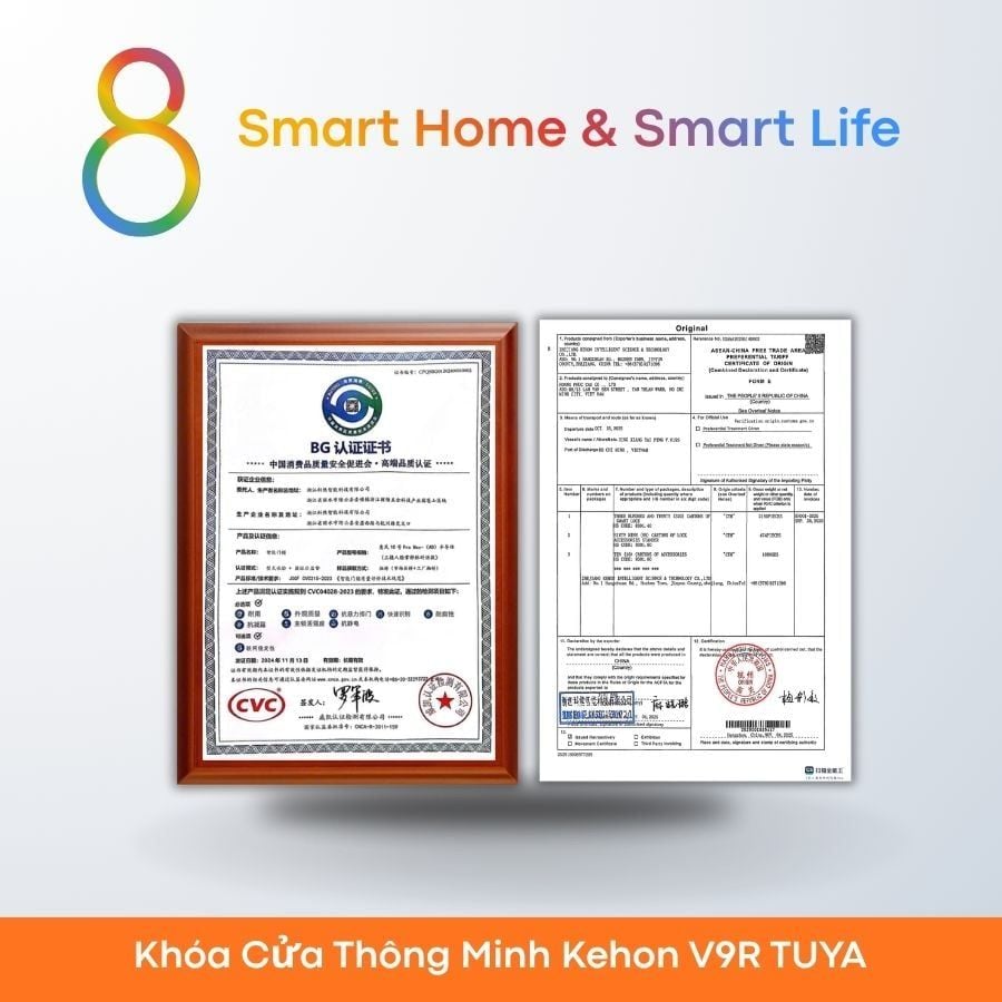  Khóa Cửa Thông Minh Kehon V9R TUYA - 8Matter - SmartHome 