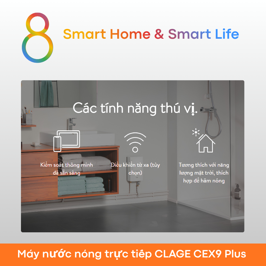  Máy nước nóng trực tiếp CLAGE CEX9 Plus - U Ultty - 8 Matter Smart Home 
