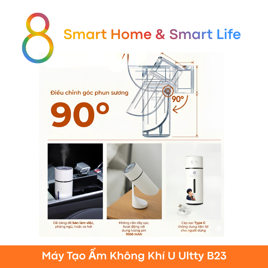  Máy Tạo Ẩm Không Khí U Ultty B23 - 8 Matter Smart Home 