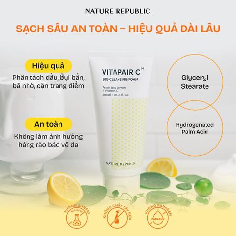 Sữa rửa mặt sạch sâu dạng bọt Nature Republic Vitapair C Big Cleansing Foam 300ml