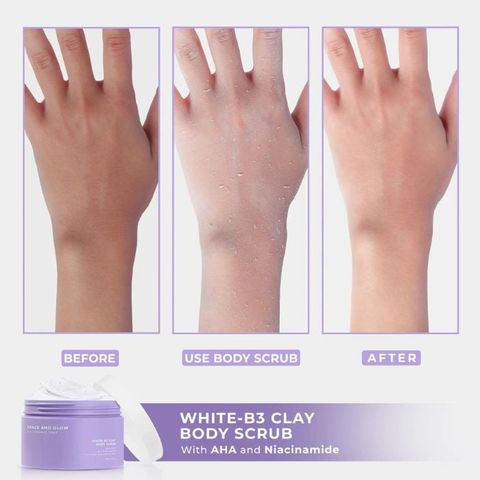 Tẩy tế bào chết body Grace And Glow White-B3 Clay Body Scrub 220g