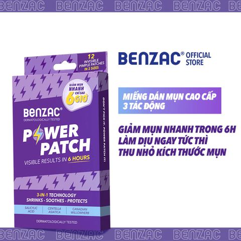 Miếng dán mụn giảm mụn nhanh trong 6 giờ 3 trong 1 BENZAC Power Patch x 12 miếng