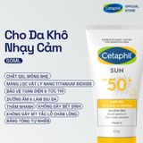 Kem chống nắng vật lý dưỡng ẩm nâng tone 2in1 cho da khô nhạy cảm  Cetaphil Sun SPF 50+ Light Gel 50ml