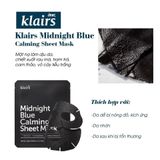 Mặt nạ kiểm soát bả nhờn Dear, Klairs Midnight Blue Calming Sheet Mask