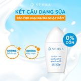 Kem Chống Nắng Vật Lý Dành Cho Da Nhạy Cảm SENKA Perfect UV Gentle Milk SPF 50+ PA++++ 40ml