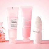 Bộ 3 Skincare WELLDERMA Acid Acne Gel Cleanser & Mild Pink Sugar Scrub (sữa rửa mặt & tẩy tế bào chết mặt & máy rửa mặt)