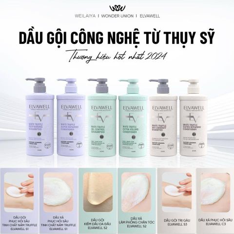 Bộ gội xả giảm gàu giảm rụng tóc và phục hồi hư tổn ELVAWELL