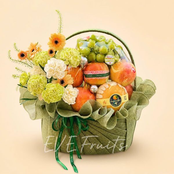 Giỏ Quà Tặng Trái Cây Hoa Tươi Xanh An Lộc