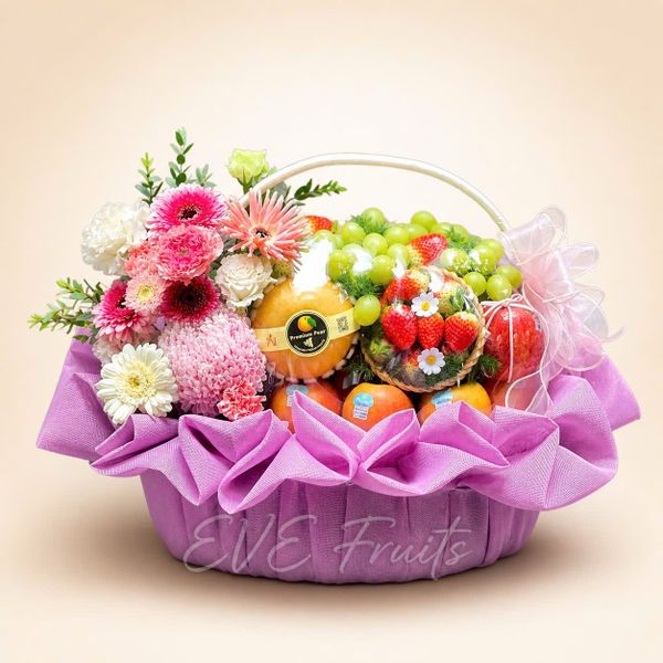 Giỏ Quà Tặng Trái Cây Hoa Tươi Hồng Nắng