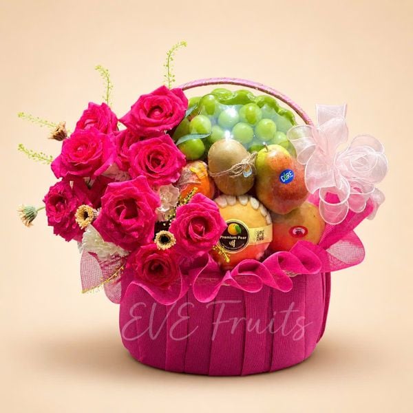 Giỏ Quà Tặng Trái Cây Hoa Tươi Hồng Ruby Tươi Lộc