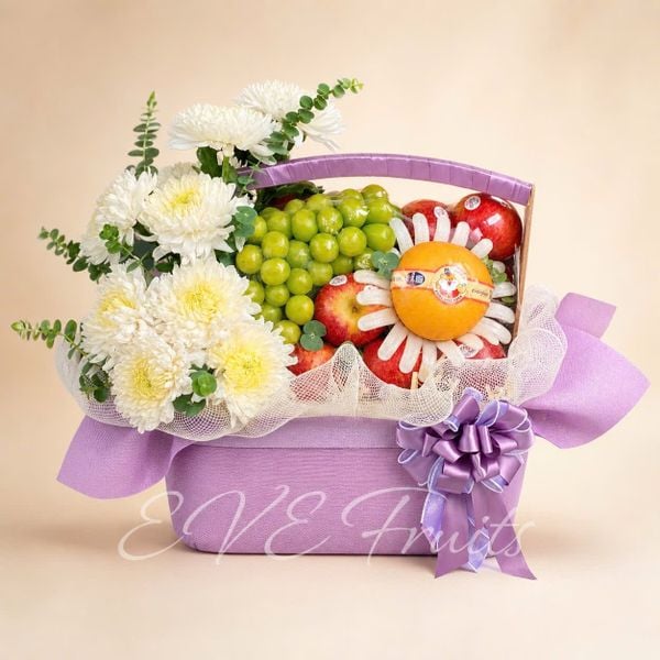 Giỏ Quà Tặng Trái Cây Hoa Tươi Tím Thương