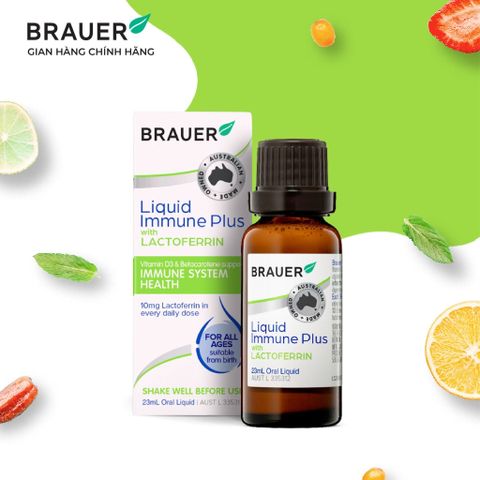 Thực phẩm bảo vệ sức khỏe Brauer Liquid Immune Plus with Lactoferrin 23mL