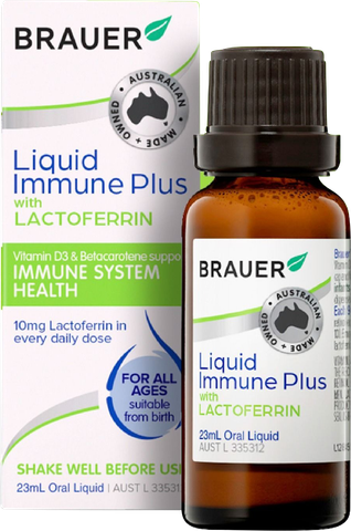 Thực phẩm bảo vệ sức khỏe Brauer Liquid Immune Plus with Lactoferrin 23mL