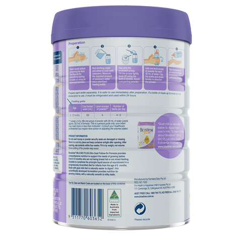 Sản phẩm dinh dưỡng Biostime SN-2 BIO Plus Ultra Goat Follow-on Formula, 800g/hộp (Số 2 6-12 tháng )
