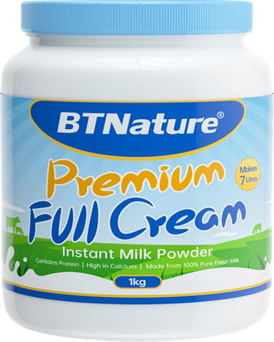 Sữa bột nguyên kem BTNature Premium Full Cream Instant Milk Powder 1kg 6 hộp/thùng