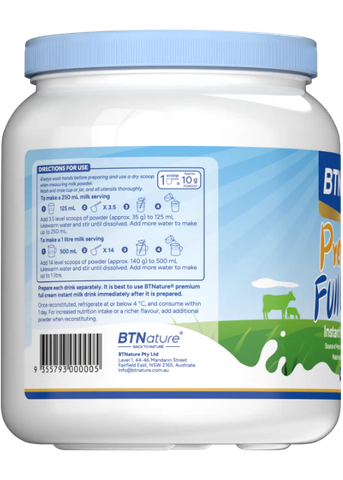 Sữa bột nguyên kem BTNature Premium Full Cream Instant Milk Powder 1kg 6 hộp/thùng